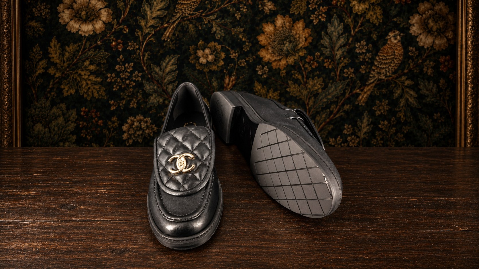 Чёрные Chanel Loafers Lambskin Black: одна полупара показана с защитой Casali на кожаной подошве